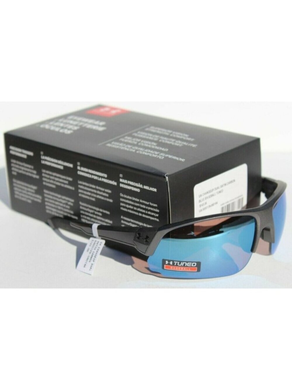 UNDER ARMOUR Changeup Dual Sunglasses Satin Carbon/Blue NEW Sport/Baseball $145